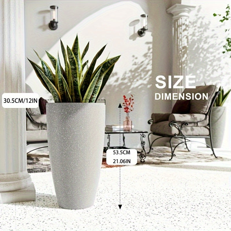 Pot de fleur XXL anthracite 25 L effet ciment mat, lot de 2