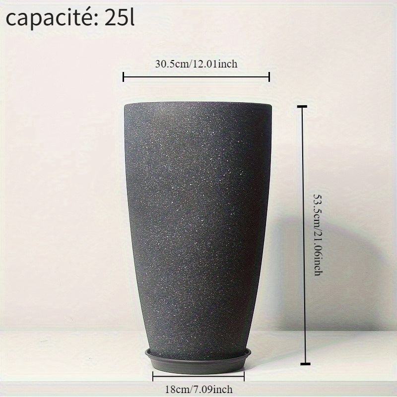 Pot de fleur XXL anthracite 25 L effet ciment mat, lot de 2
