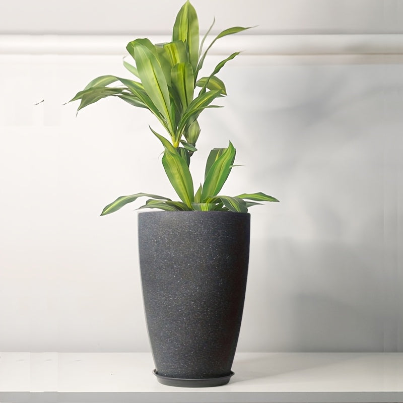 Pot de fleur XXL anthracite 25 L effet ciment mat, lot de 2