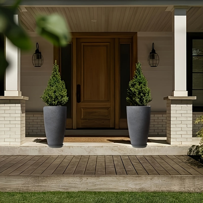 Pot de fleur XXL anthracite 25 L effet ciment mat, lot de 2