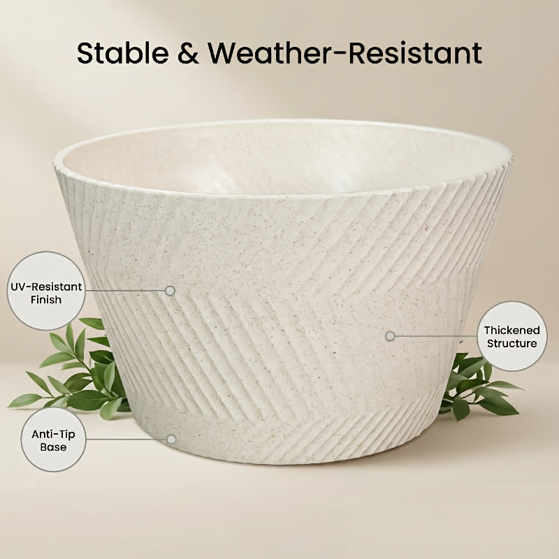 Pot de fleur XXL Ø 46 cm beige texturé pour arbre en pot