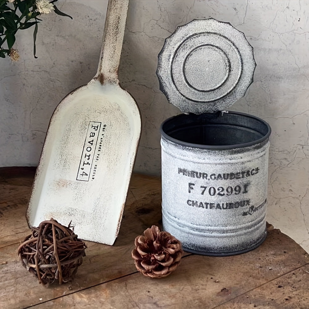 Pot de fleur en zinc blanc vieilli avec couvercle — lot de 2