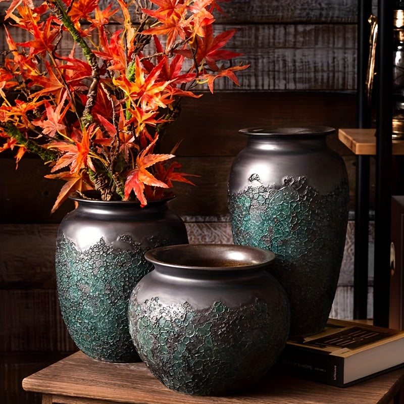 1 vase de ferme en cramique vert fonc dcoration intrieure vase dcoratif vieilli idal pour prsentoir dtagre dcoration de table pour salon chambre  coucher cuisine bureau