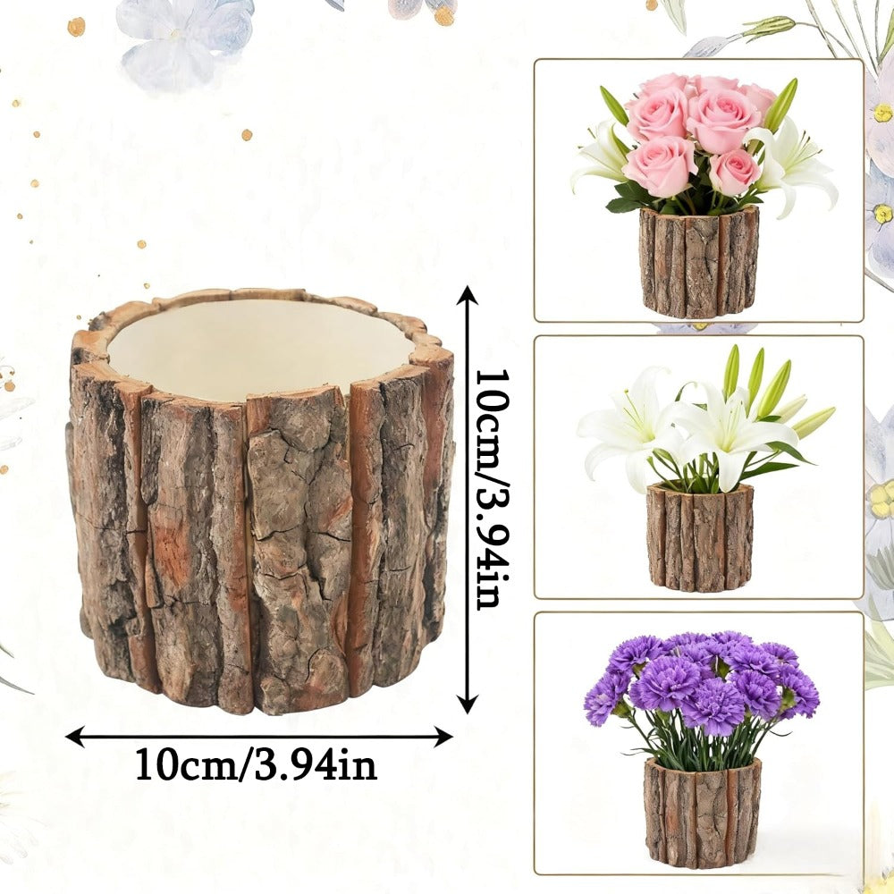 4 vases en bois dcoratifs pour maison rustique pots  fleurs vintage pour centre de table mariage fte champtre ou dcoration ferme seaux en corce et souche