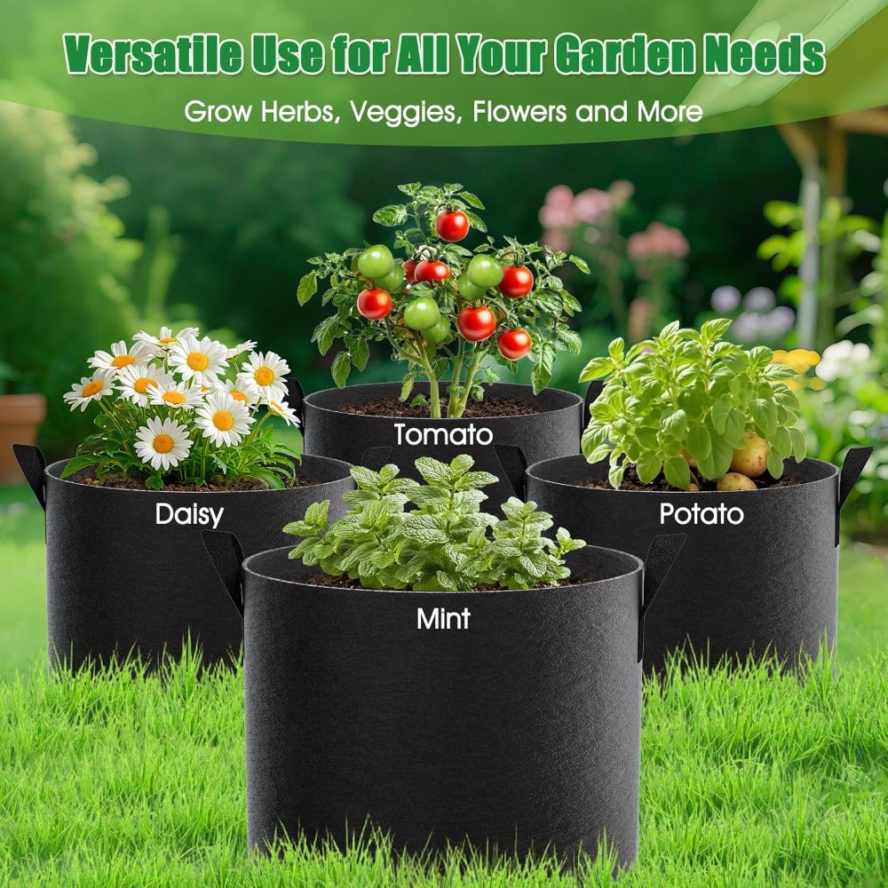 Sac de culture 38 L — lot de 4 pots en tissu noir respirant
