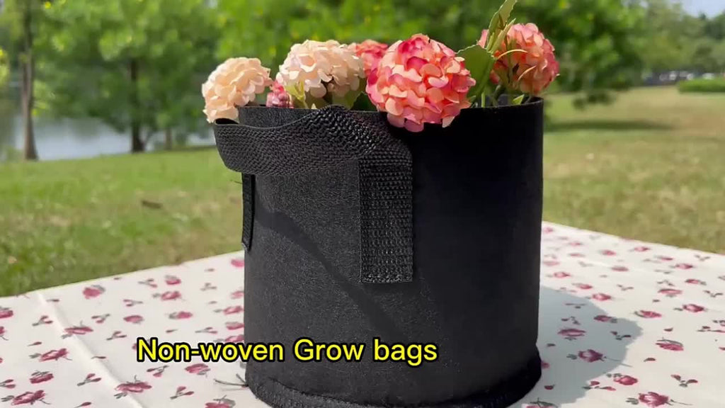 Sac de culture 38 L — lot de 4 pots en tissu noir respirant