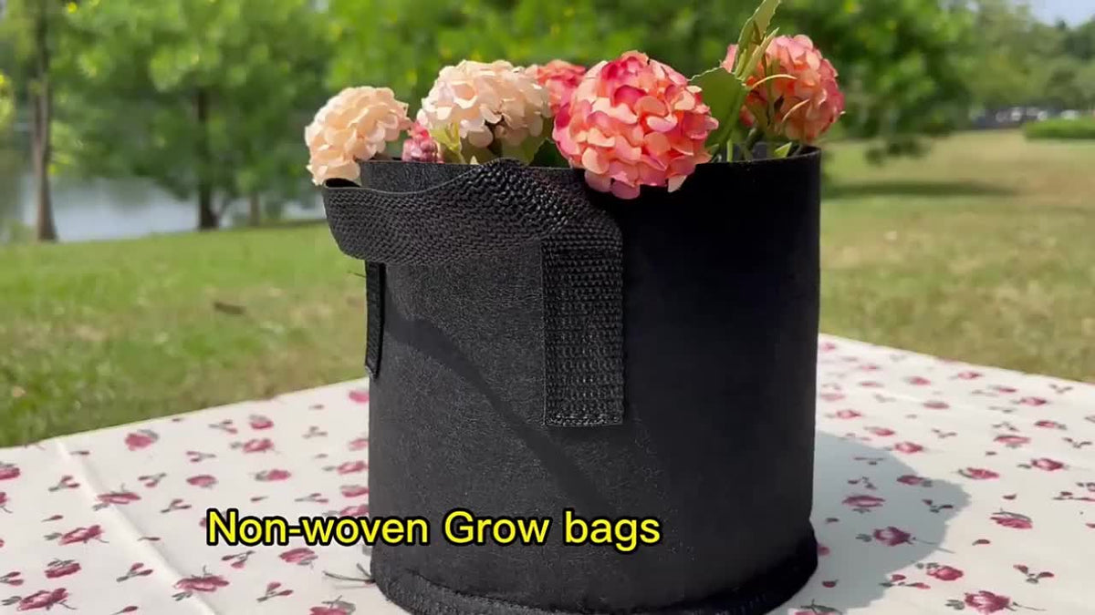Sac de culture 38 L — lot de 4 pots en tissu noir respirant