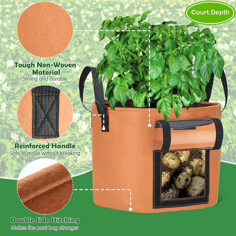Sac de culture 38 L à fenêtre de récolte - lot de 5 terracotta
