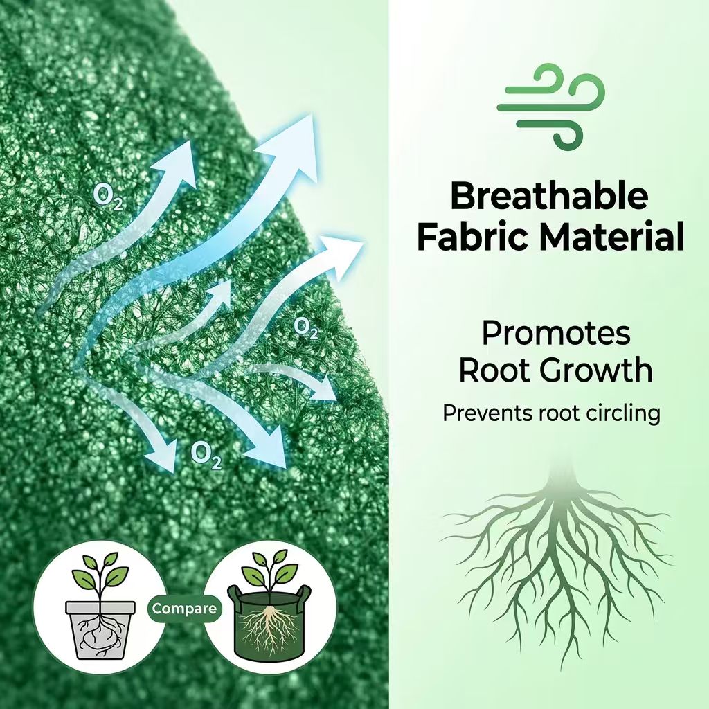 Sac de culture géotextile 19 L vert — lot de 6 avec poignées