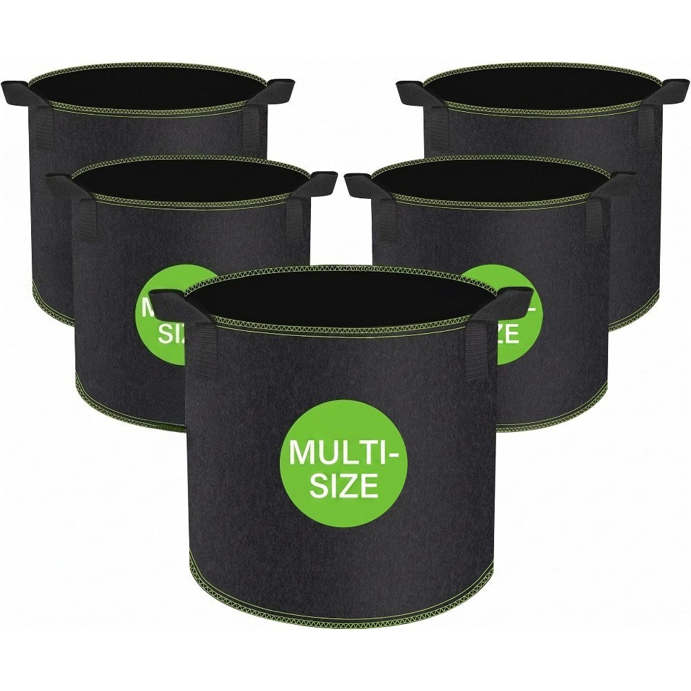 Sac de culture géotextile 22 L — lot de 5 pots en tissu noir