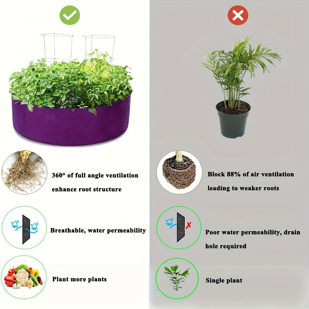 Sac de culture géotextile rond 113 L — lot de 5 pour potager