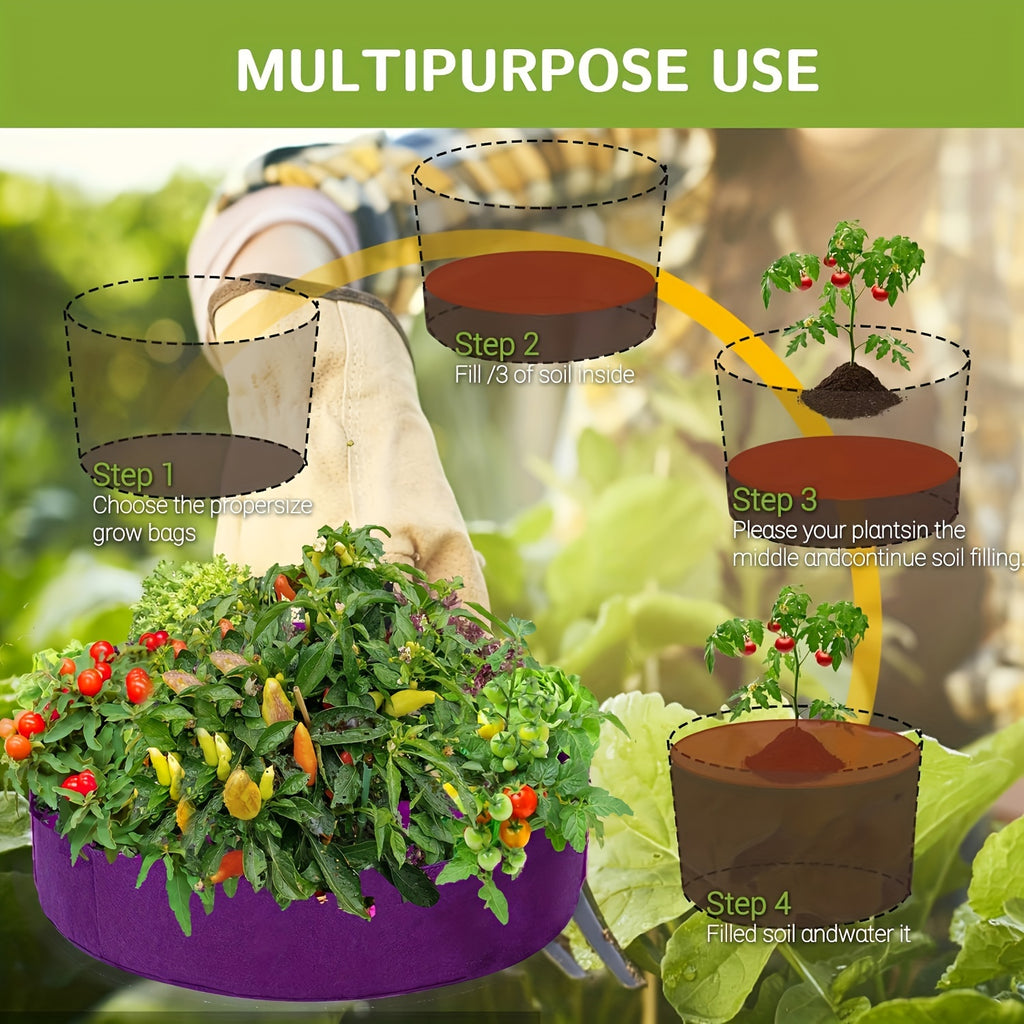 Sac de culture géotextile rond 113 L — lot de 5 pour potager