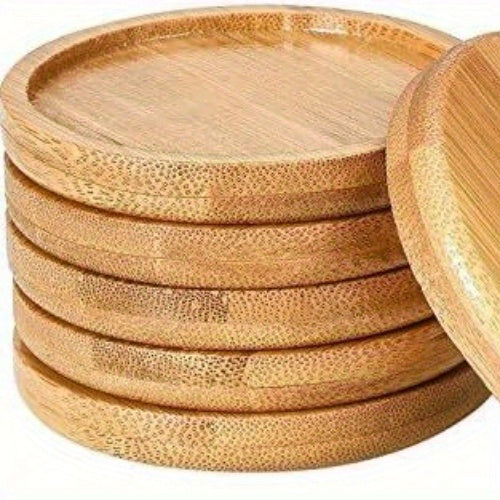 Soucoupe en bambou Ø 8 cm — lot de 12 pour petits pots de fleurs