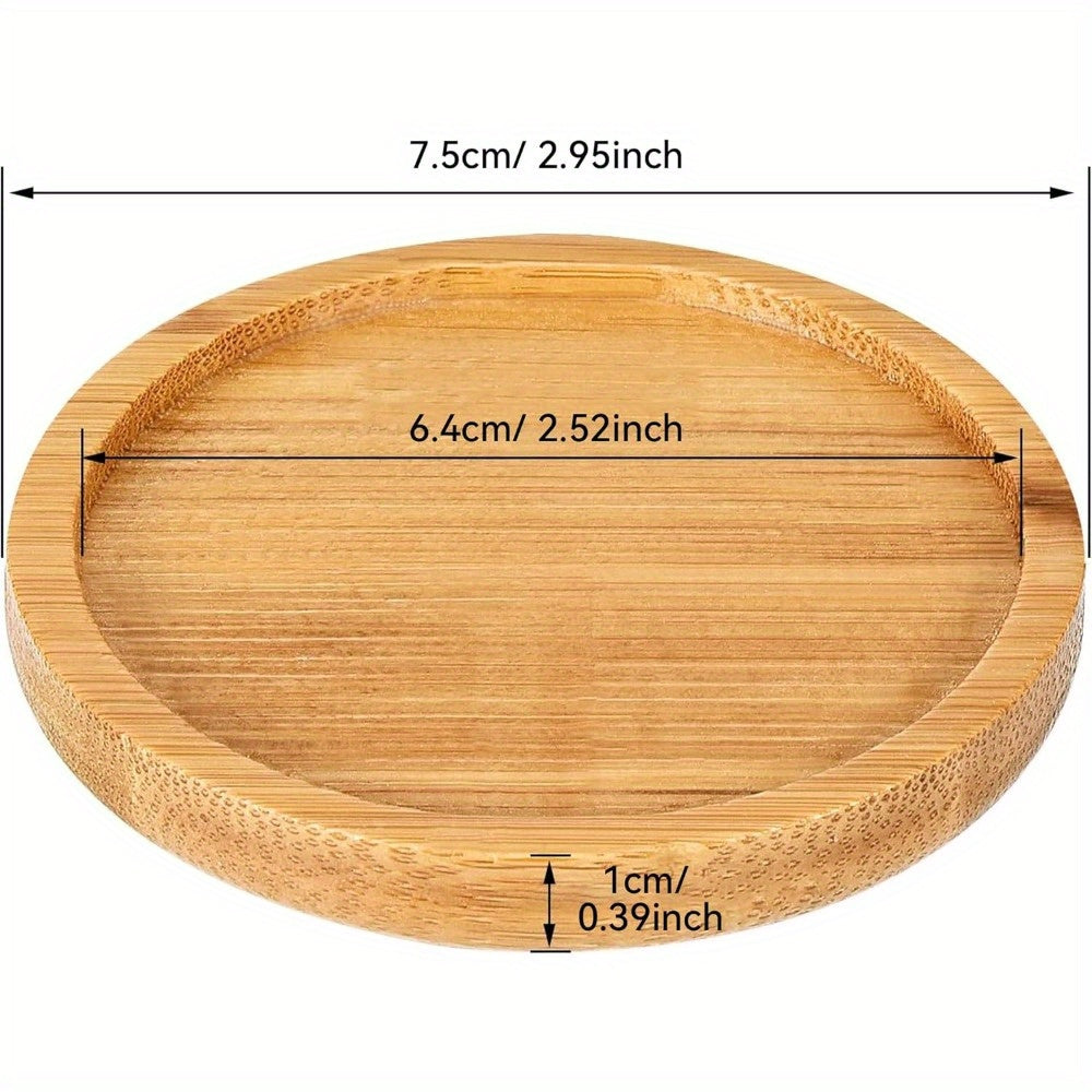 Soucoupe en bambou Ø 8 cm — lot de 12 pour petits pots de fleurs