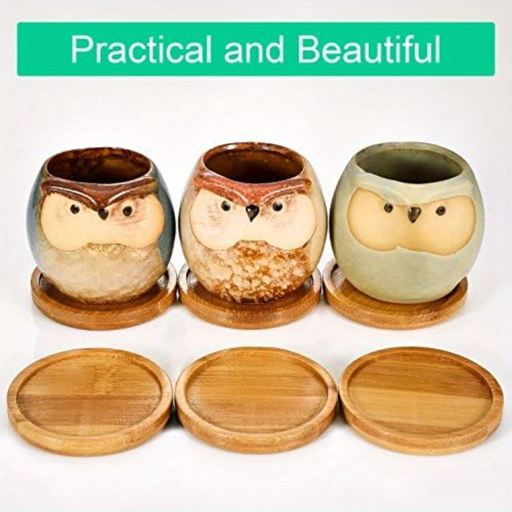 Soucoupe en bambou Ø 8 cm — lot de 12 pour petits pots de fleurs
