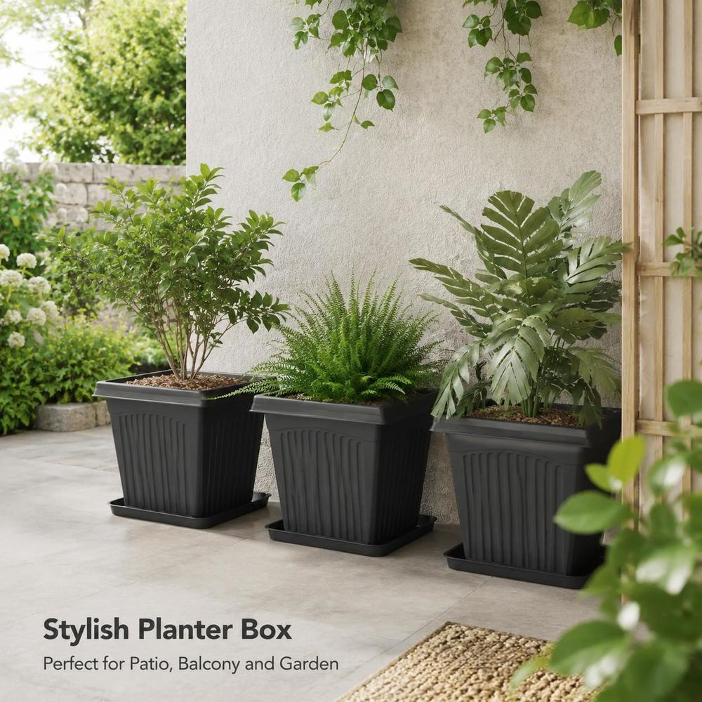Soucoupe carrée noire 32x32 cm — lot de 24 pour extérieur