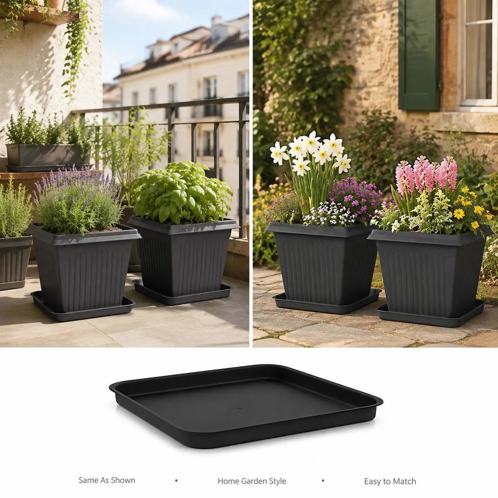 Soucoupe carrée noire 32x32 cm — lot de 24 pour extérieur