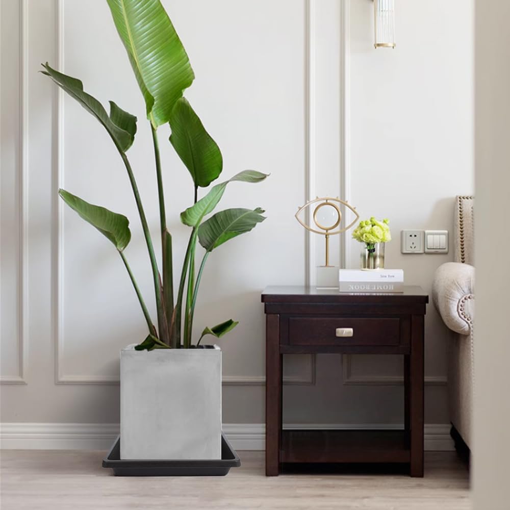 Soucoupe carrée noire pour plante — lot de 6, 3 tailles
