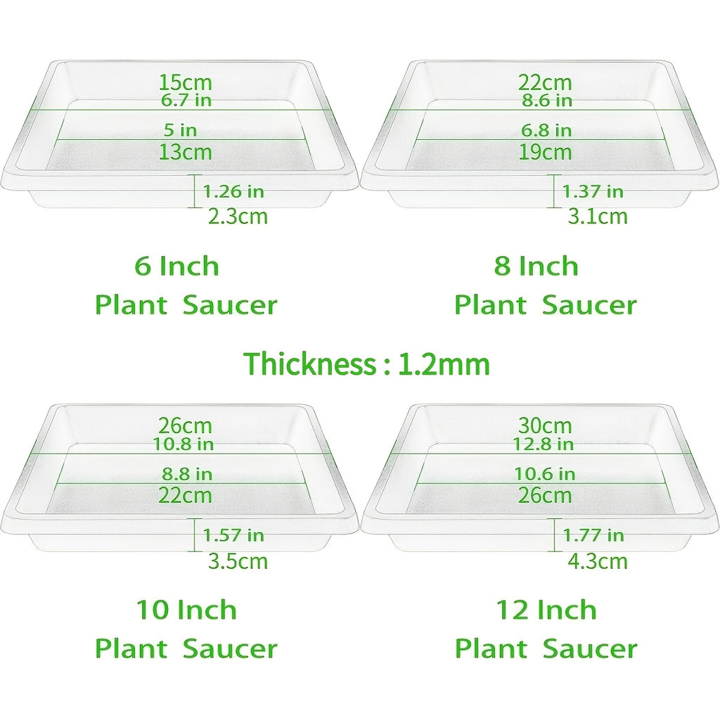 Soucoupe carrée noire pour plante — lot de 6, 3 tailles