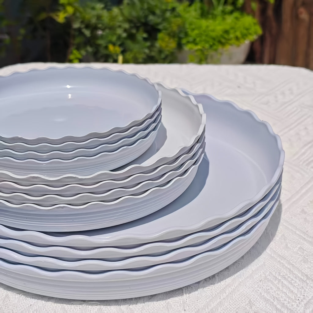 Soucoupes pour pot de fleur ondulées blanches - lot de 12