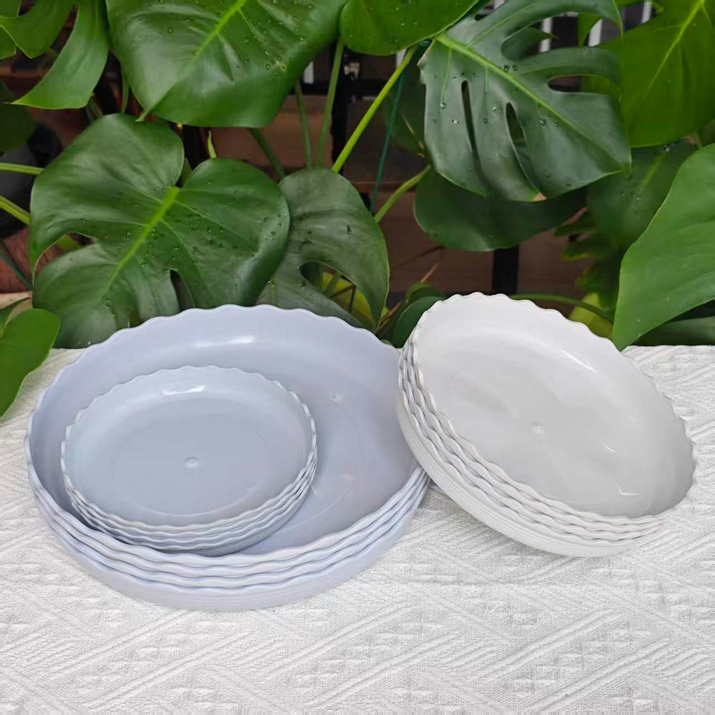 Soucoupes pour pot de fleur ondulées blanches - lot de 12