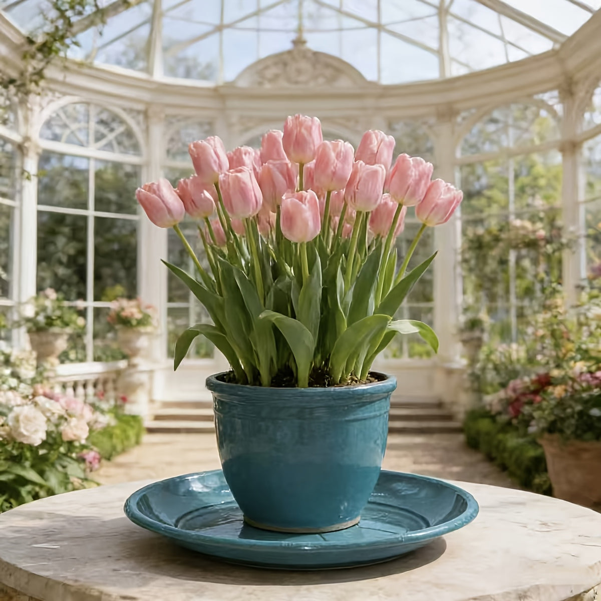 Soucoupe pour pot de fleur ronde Ø 25 cm bleu, lot de 12 pièces