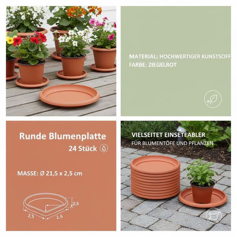 Soucoupe pour pot de fleur Ø 22 cm terracotta - lot de 24