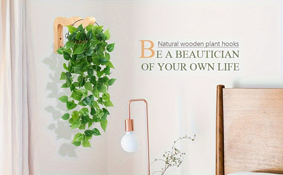 Support mural en bois pour plante suspendue – lot de 2 ondulé