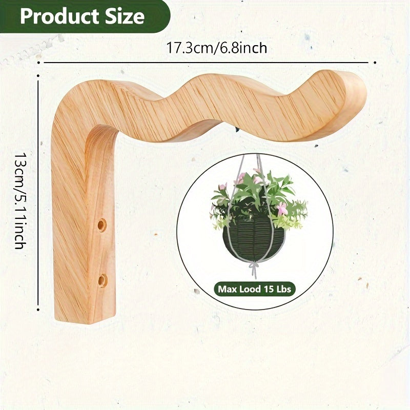 Support mural en bois pour plante suspendue – lot de 2 ondulé