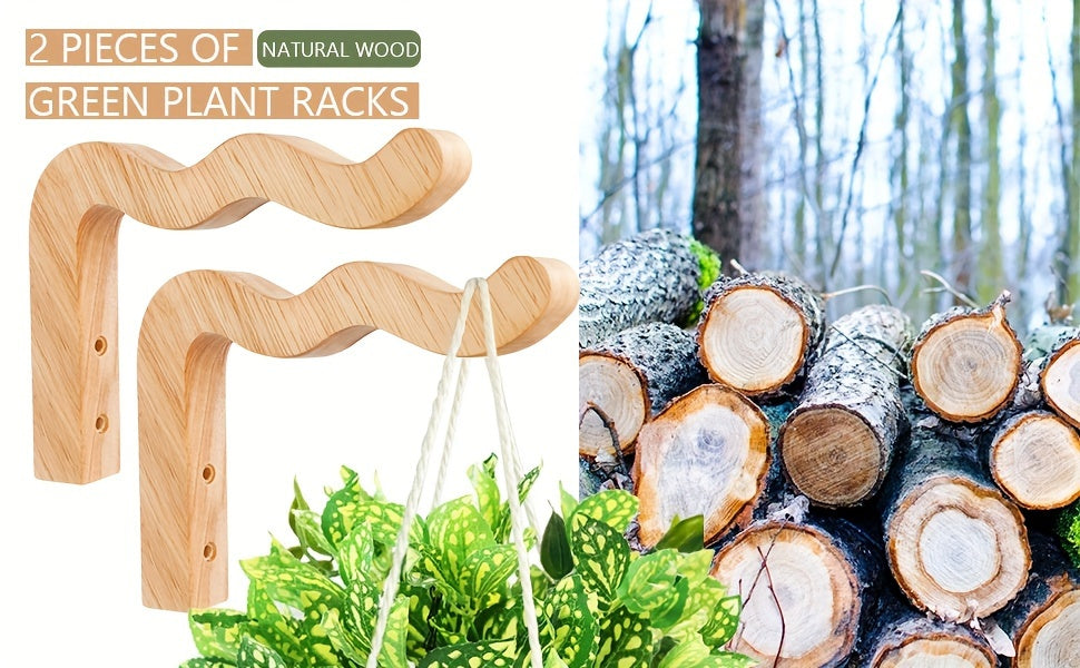 Support mural en bois pour plante suspendue – lot de 2 ondulé