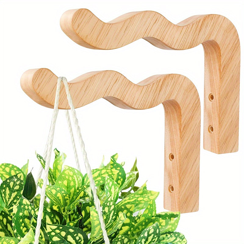Support mural en bois pour plante suspendue – lot de 2 ondulé