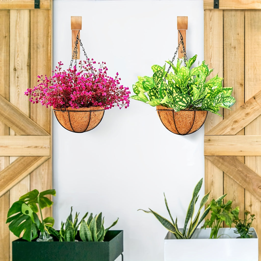 Support mural en bois pour plante suspendue – lot de 2 ondulé