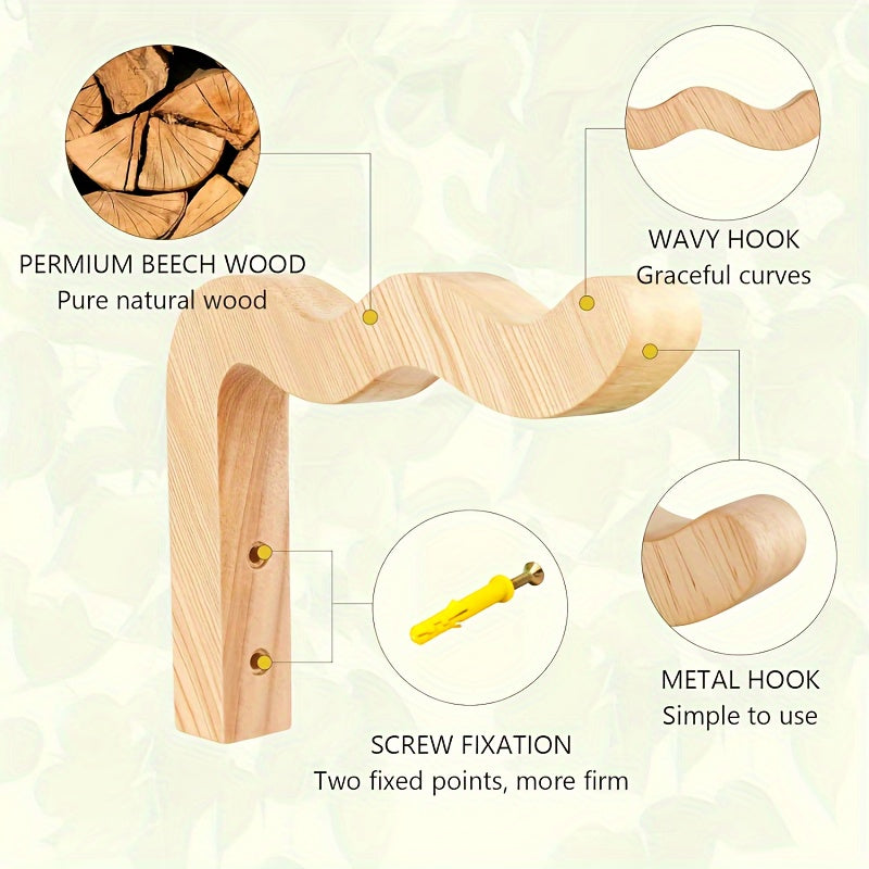 Support mural en bois pour plante suspendue – lot de 2 ondulé
