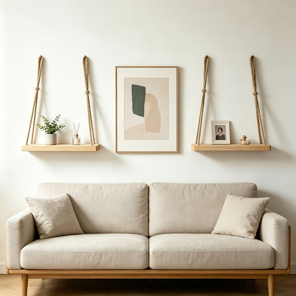 Support mural pour pot de fleur en bois massif — 45x15 cm