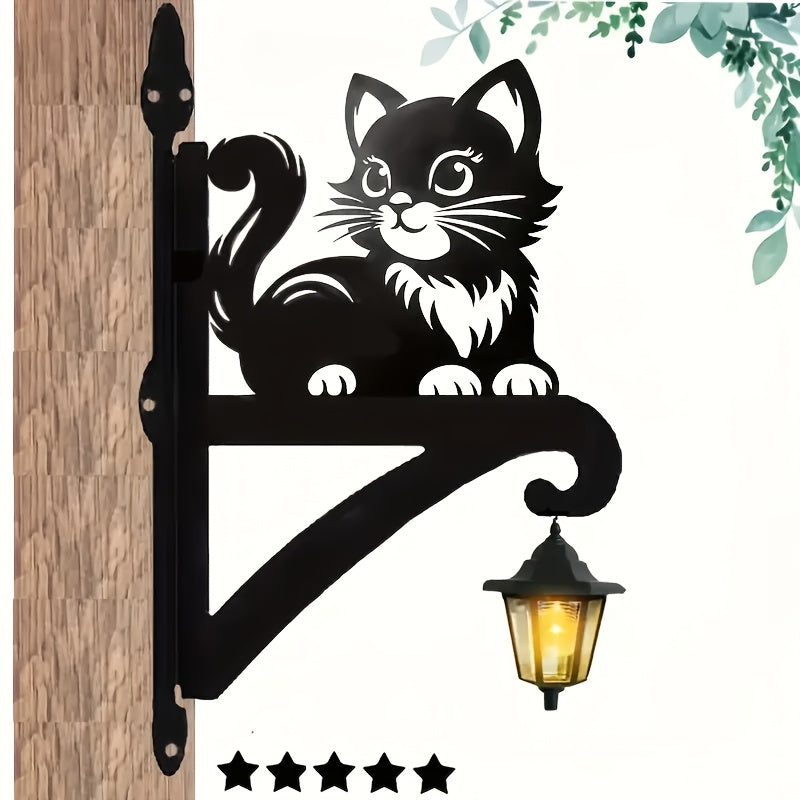 Support mural pour pot de fleur en fer, silhouette de chat