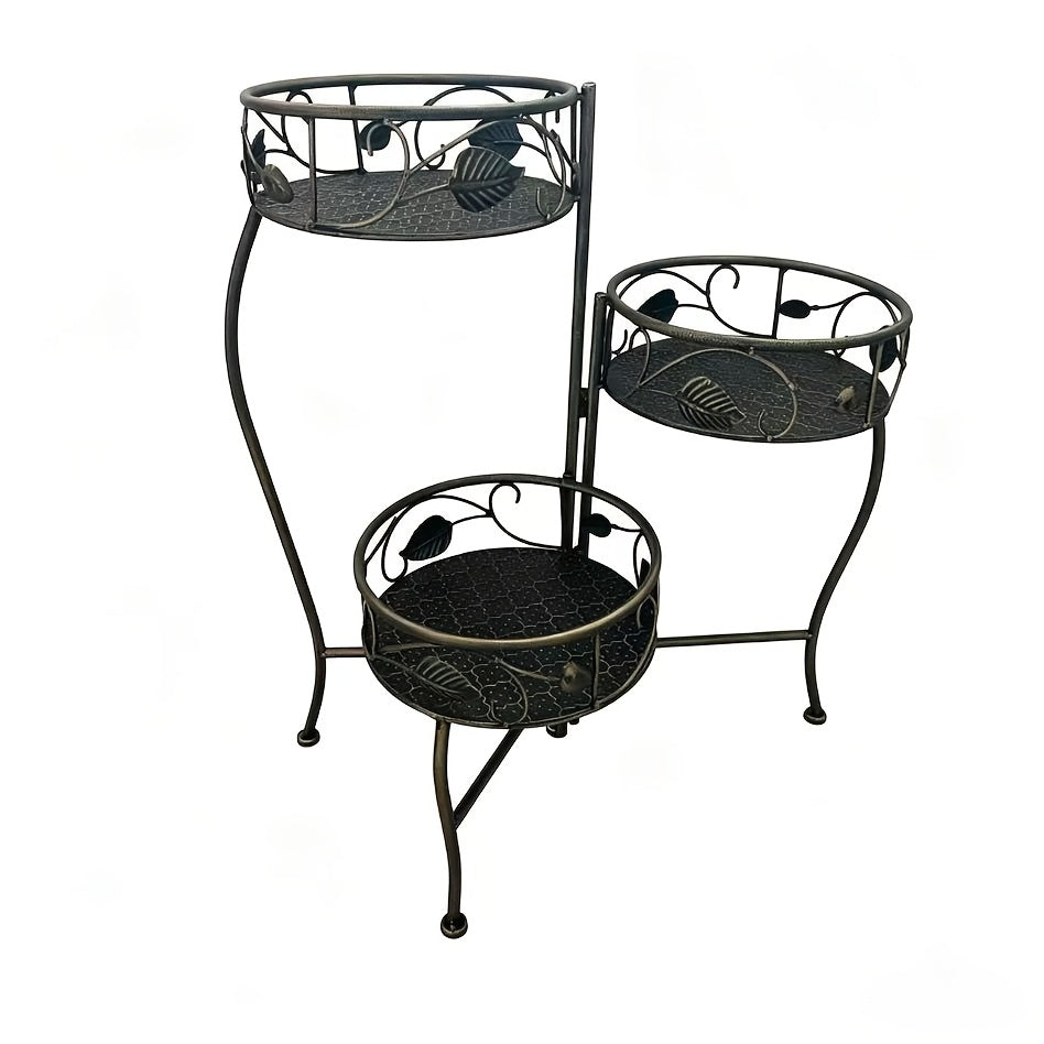 Support pour pot de fleur 3 plateaux en métal — style vintage