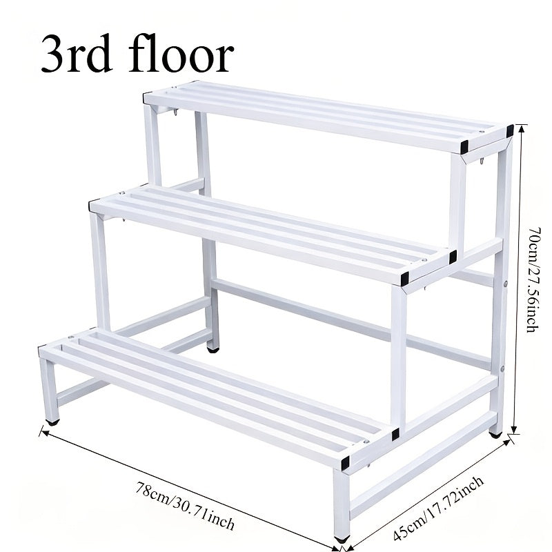 Support pour pot de fleur 4 niveaux en métal blanc 100 cm