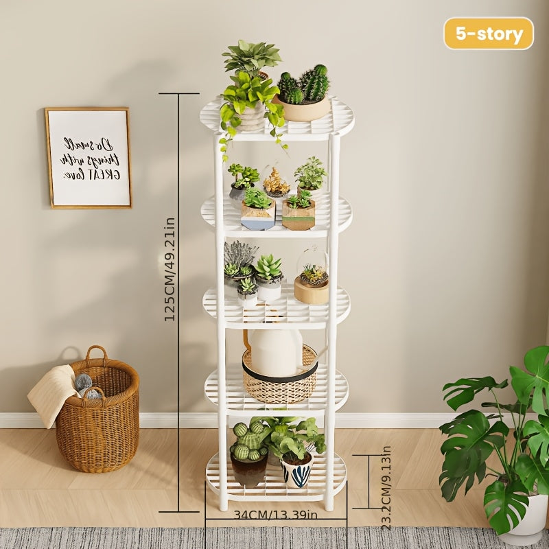 Support pour pot de fleur 6 ou 7 niveaux, blanc, 84 cm de large
