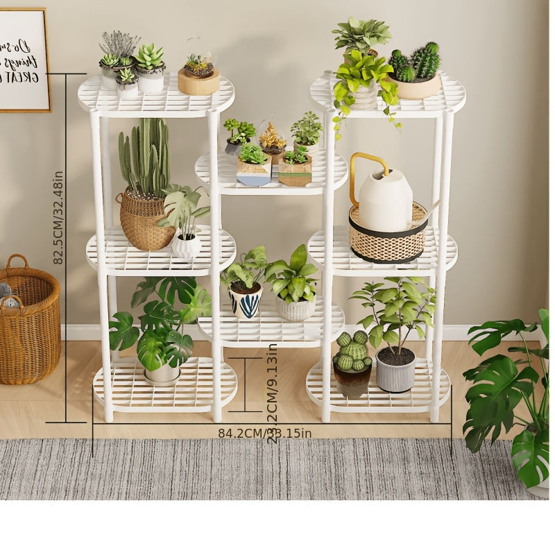 Support pour pot de fleur 6 ou 7 niveaux, blanc, 84 cm de large