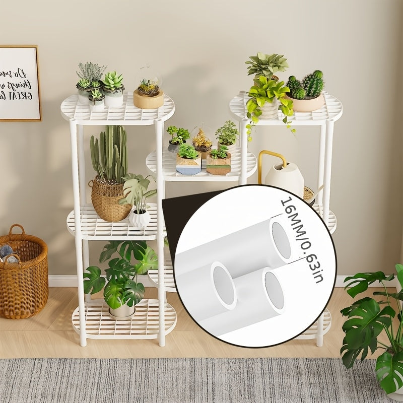 Support pour pot de fleur 6 ou 7 niveaux, blanc, 84 cm de large