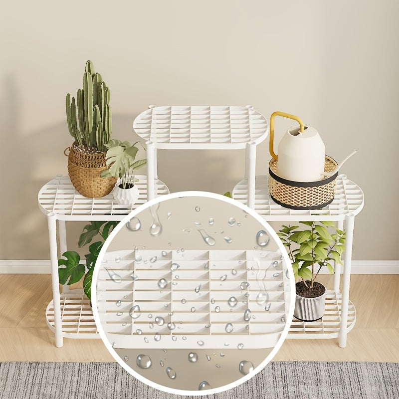 Support pour pot de fleur 6 ou 7 niveaux, blanc, 84 cm de large