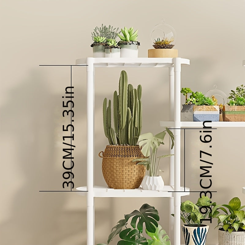 Support pour pot de fleur 6 ou 7 niveaux, blanc, 84 cm de large