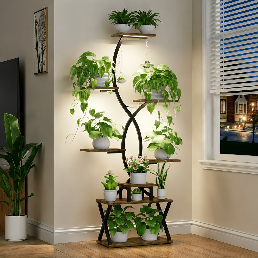 Support pour pot de fleur 8 niveaux à lampes de croissance