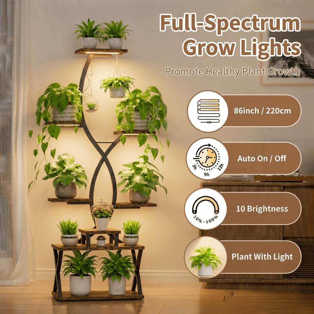 Support pour pot de fleur 8 niveaux à lampes de croissance