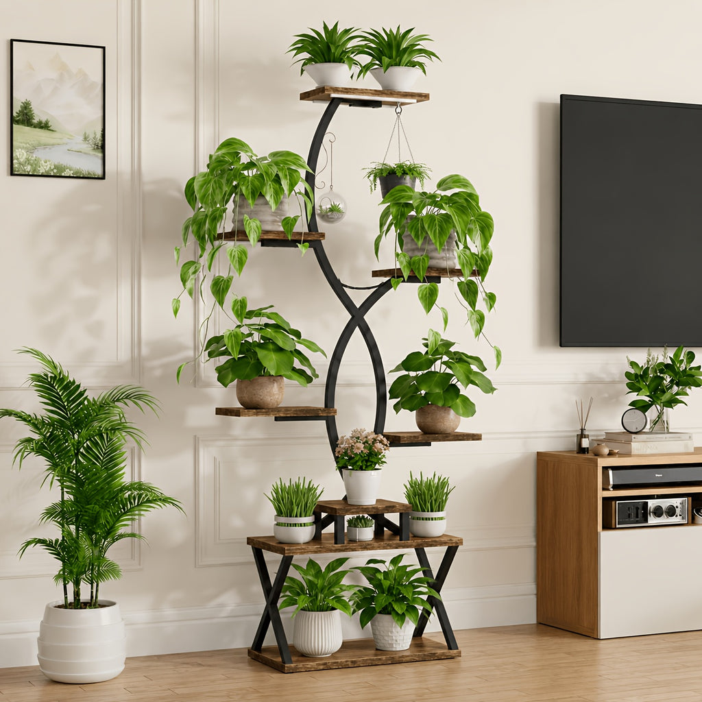 Support pour pot de fleur 8 niveaux à lampes de croissance