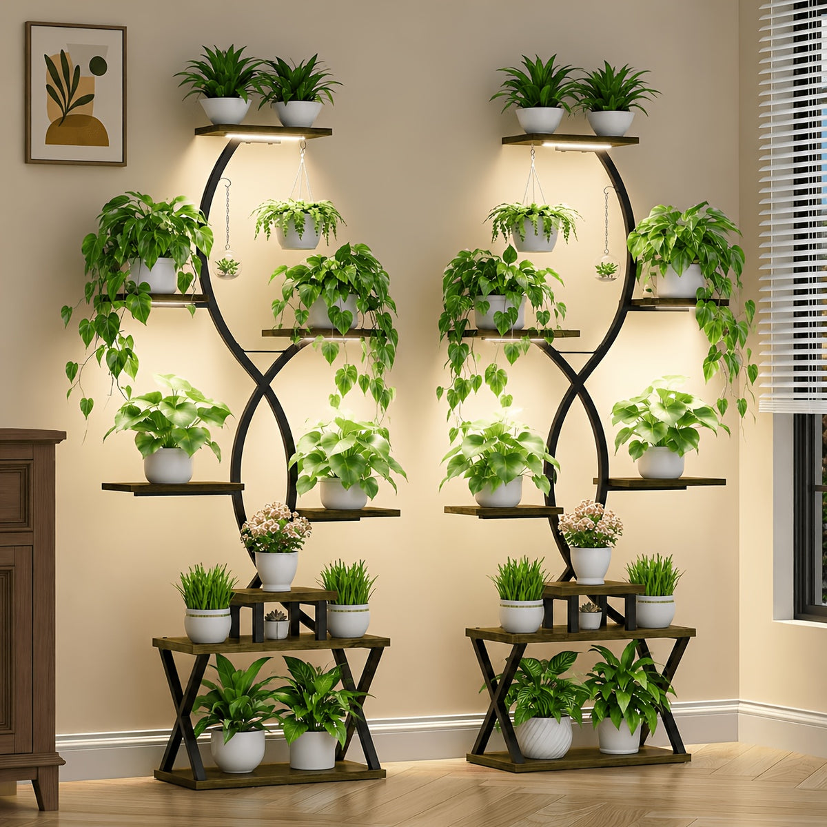 Support pour pot de fleur 8 niveaux à lampes de croissance