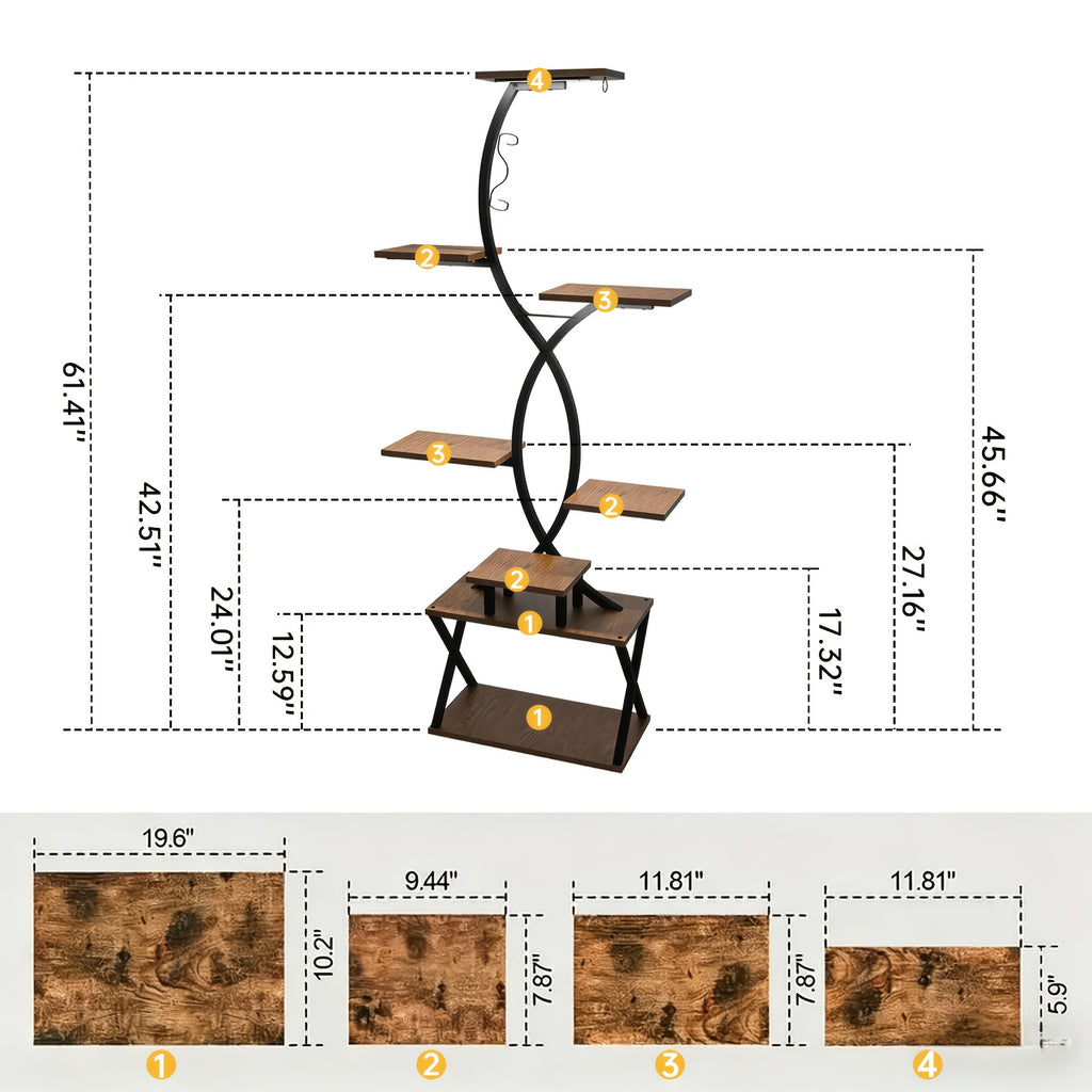 Support pour pot de fleur 8 niveaux à lampes de croissance