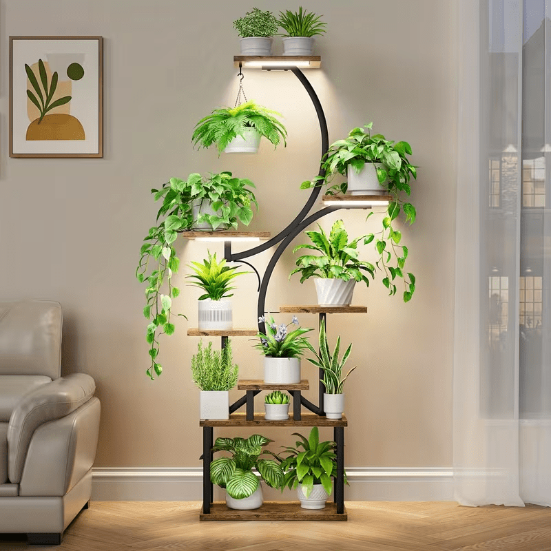 Support pour pot de fleur 8 niveaux en métal, 157 cm de haut