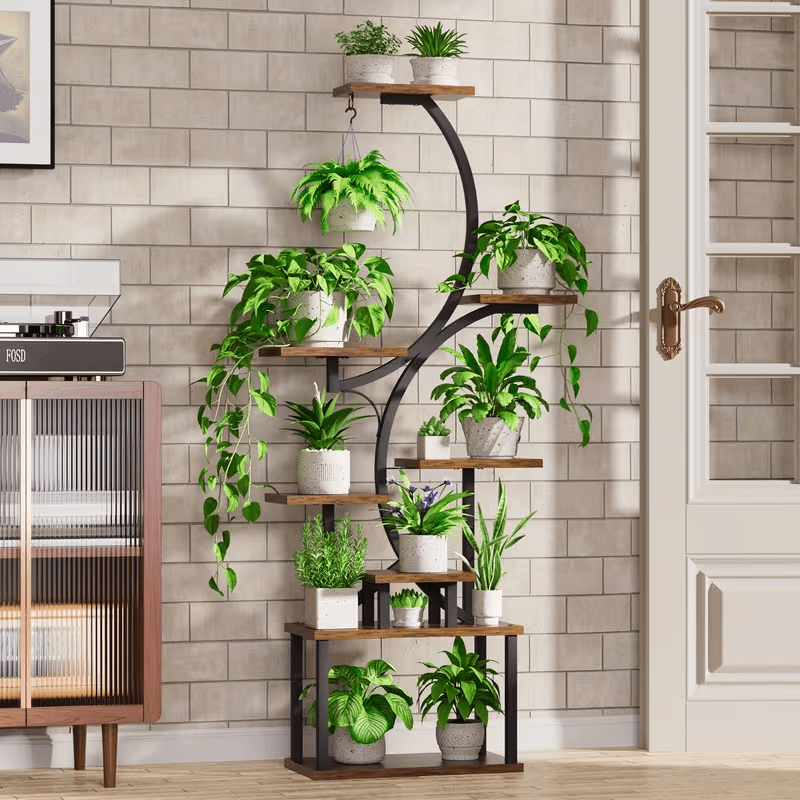 Support pour pot de fleur 8 niveaux en métal, 157 cm de haut
