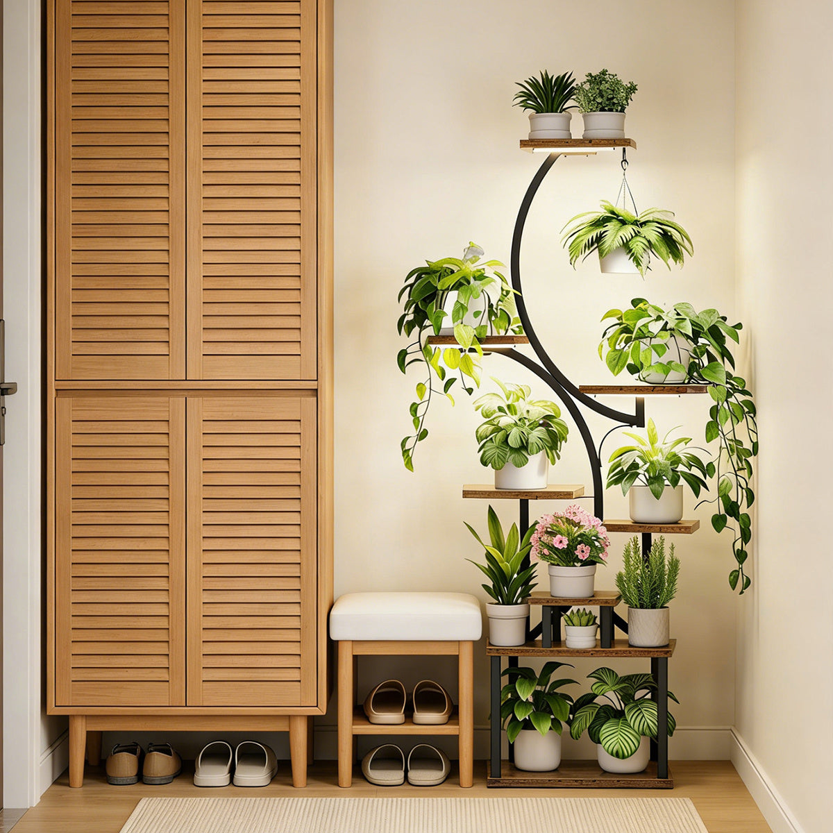Support pour pot de fleur 8 niveaux en métal, 157 cm de haut